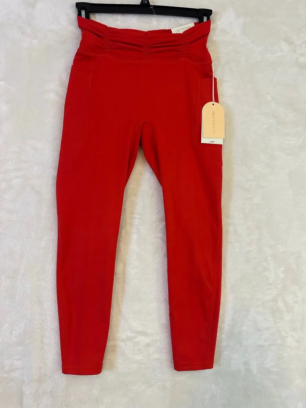 NWT Blogilates Red Ruched Waist Legging Pants L Athletic